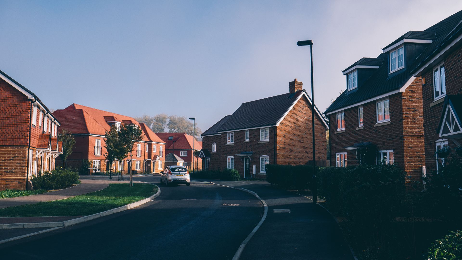 A street of new brick homes